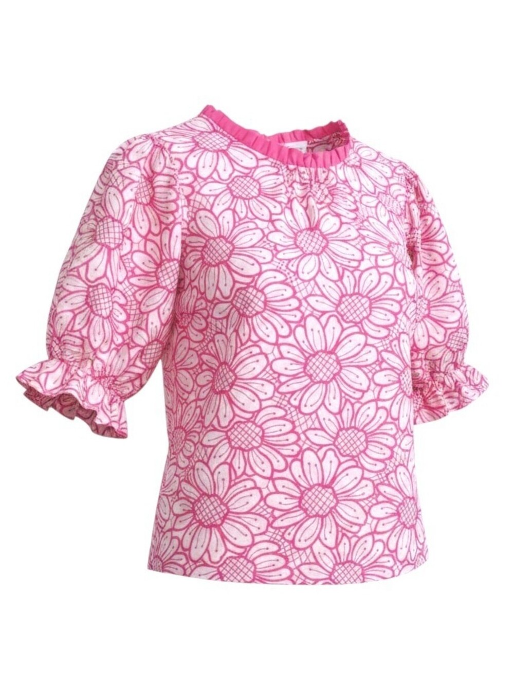 VOY Pink Floral Embroidered Women's Blouse
